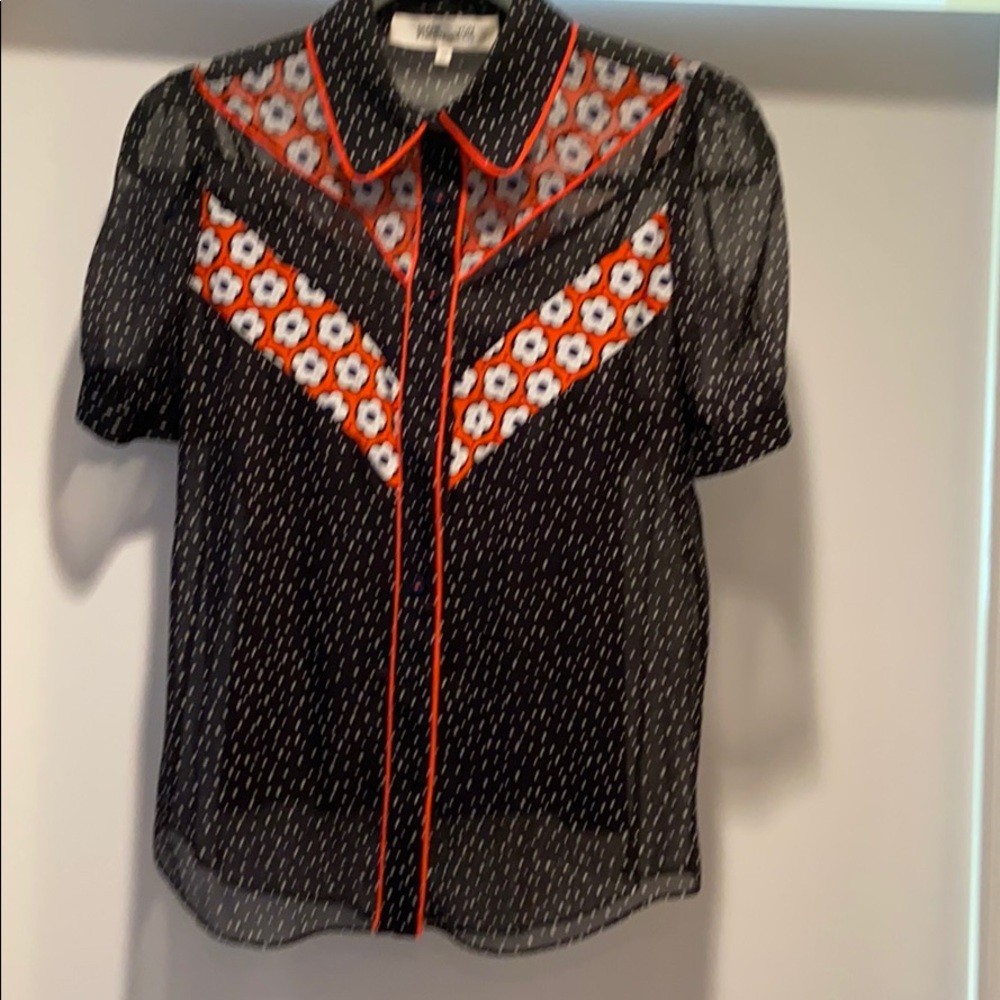 Diane Von Furstenberg sheer blouse with camisole